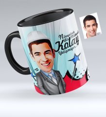 Kişiye Özel Bay Mühendis Karikatürlü Siyah Kupa Bardak - 1