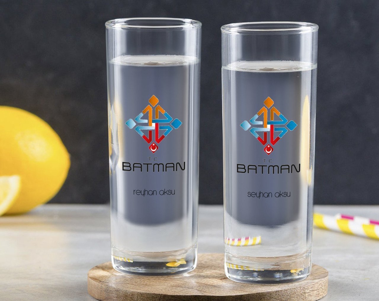 Kişiye Özel Renkli Baskılı Batman Tasarımlı Turistik İkili Vodka Bardağı-1