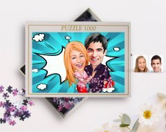 Kişiye Özel Sevgililer Karikatürlü 1000 Parça Profesyonel Puzzle-2