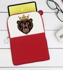 BK Gift Ayı Tasarımlı Taşınabilir Koruyucu Tablet Kılıfı & Organizer Çanta - Kırmızı-1