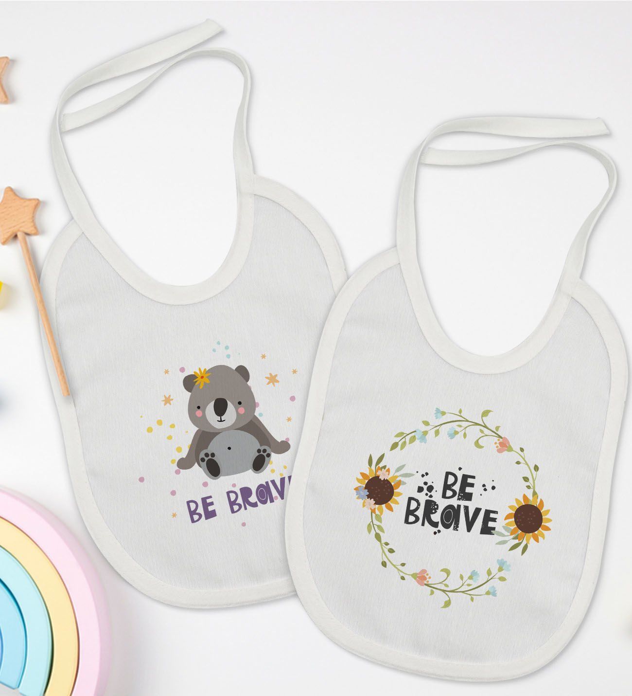 BK Kids Be Brave Tasarımlı 2’li Beyaz Mama Önlüğü-1