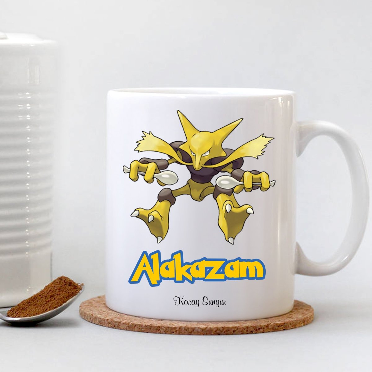 Kişiye Özel Pokemon Alakazam Beyaz Kupa Bardak