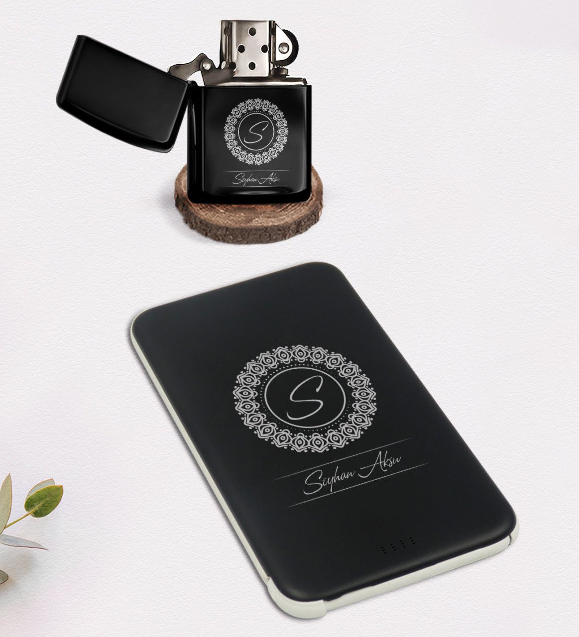 Kişiye Özel İsimli Benzinli Çakmak ve 5.000 Mah Powerbank Hediye Seti-2