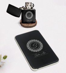 Kişiye Özel İsimli Benzinli Çakmak ve 5.000 Mah Powerbank Hediye Seti-2