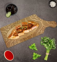 BK Gift Retro Motif Tasarımlı Dikdörtgen Şeklinde Doğal Ahşap Servis ve Sunum Tabağı Model 14