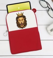 BK Gift Aslan Tasarımlı Taşınabilir Koruyucu Tablet Kılıfı & Organizer Çanta - Kırmızı-1