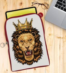 BK Gift Aslan Tasarımlı Taşınabilir Koruyucu Tablet Kılıfı & Organizer Çanta - Kırmızı-1