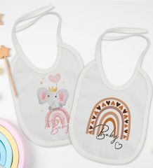 BK Kids Baby Tasarımlı 2’li Beyaz Mama Önlüğü-1