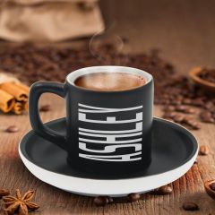 BK Gift Kişiye Özel İsimli Siyah Renk Türk Kahvesi Fincanı-17, Arkadaşa Hediye, Sevgiliye Hediye, Yıl Dönümü Hediyesi