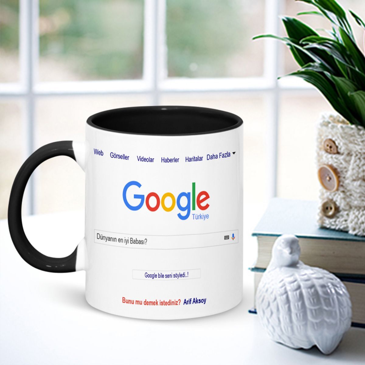 Babaya Özel Google Siyah Kupa Bardak