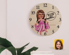 Kişiye Özel Kız Çocuk Kolay Yetişmiyor Karikatürlü Otantik Ahşap Palet Saat-4