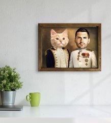 Evcil Dostlara Özel Portre Doğal Masif Ahşap Çerçeveli Tablo 45x65cm-34
