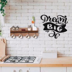 BK Home Doğal Ahşap Raflı Dekoratif Fincan Askılığı ve Büyük Düşün Duvar Süsü-1