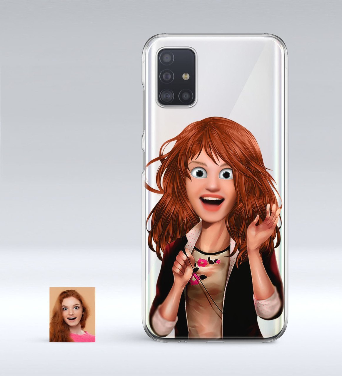 Kişiye Özel Kadın Animasyon Karikatürlü Samsung Galaxy A51 İnce Şeffaf Silikon Telefon Kapağı-8