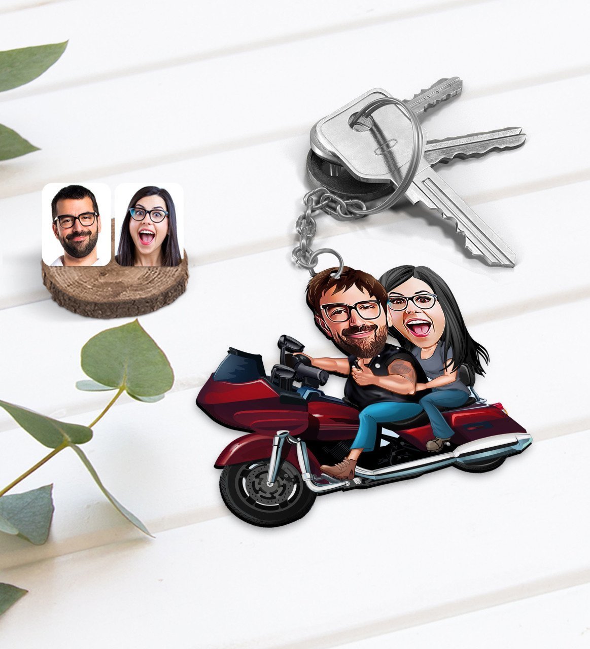 Kişiye Özel Sevgililer Karikatürlü Ahşap Anahtarlık-103