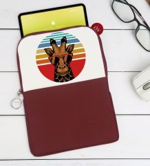 BK Gift Zürafa Tasarımlı Taşınabilir Koruyucu Tablet Kılıfı & Organizer Çanta - Bordo-1