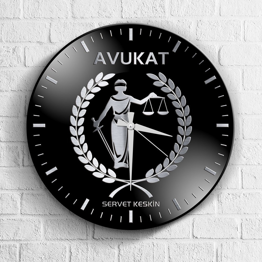 Kişiye Özel Mesleki Avukat Ahşap Duvar Saati - 6