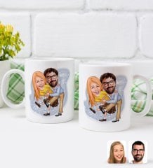 Kişiye Özel Sevgililer Karikatürlü İkili Kupa Bardak-102