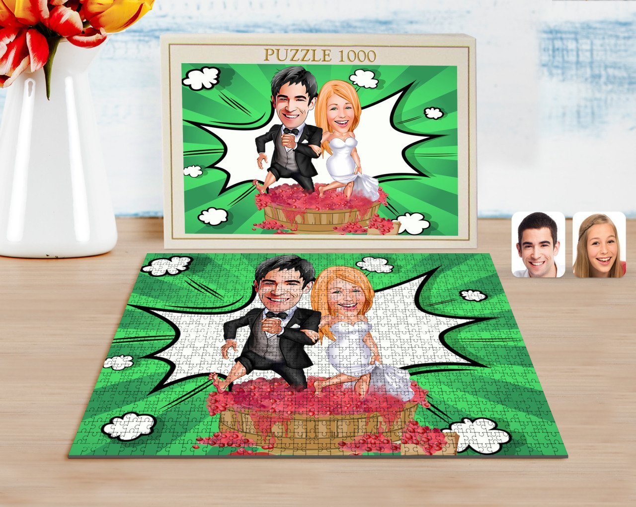 Kişiye Özel Evleniyoruz Karikatürlü 1000 Parça Profesyonel Puzzle-10