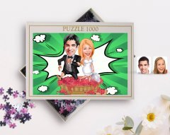 Kişiye Özel Evleniyoruz Karikatürlü 1000 Parça Profesyonel Puzzle-10
