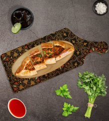 BK Gift Retro Motif Tasarımlı Dikdörtgen Şeklinde Doğal Ahşap Servis ve Sunum Tabağı Model 12
