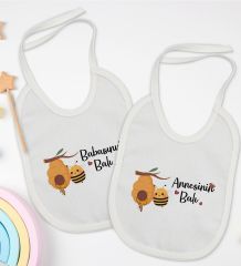 BK Kids Annesinin ve Babasının Balı Tasarımlı 2’li Beyaz Mama Önlüğü-1