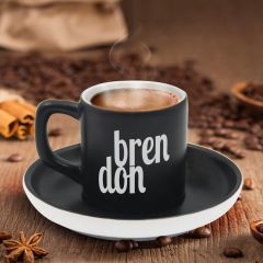 BK Gift Kişiye Özel İsimli Siyah Renk Türk Kahvesi Fincanı-15, Arkadaşa Hediye, Sevgiliye Hediye, Yıl Dönümü Hediyesi