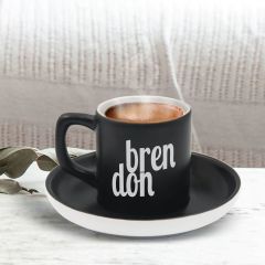 BK Gift Kişiye Özel İsimli Siyah Renk Türk Kahvesi Fincanı-15, Arkadaşa Hediye, Sevgiliye Hediye, Yıl Dönümü Hediyesi