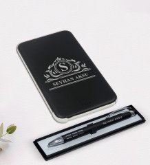 Kişiye Özel İsimli Siyah Kalem ve 5.000 Mah Powerbank Hediye Seti-12