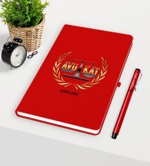 Kişiye Özel Avukat Temalı Kırmızı Defter Kalem Seti - 1