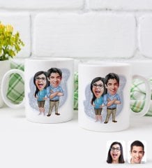 Kişiye Özel Sevgililer Karikatürlü İkili Kupa Bardak-101