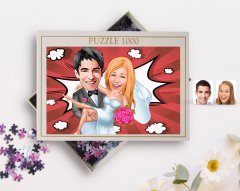 Kişiye Özel Evleniyoruz Karikatürlü 1000 Parça Profesyonel Puzzle-9