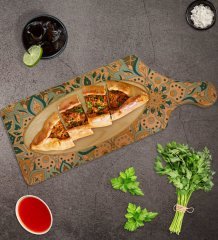 BK Gift Retro Motif Tasarımlı Dikdörtgen Şeklinde Doğal Ahşap Servis ve Sunum Tabağı Model 11