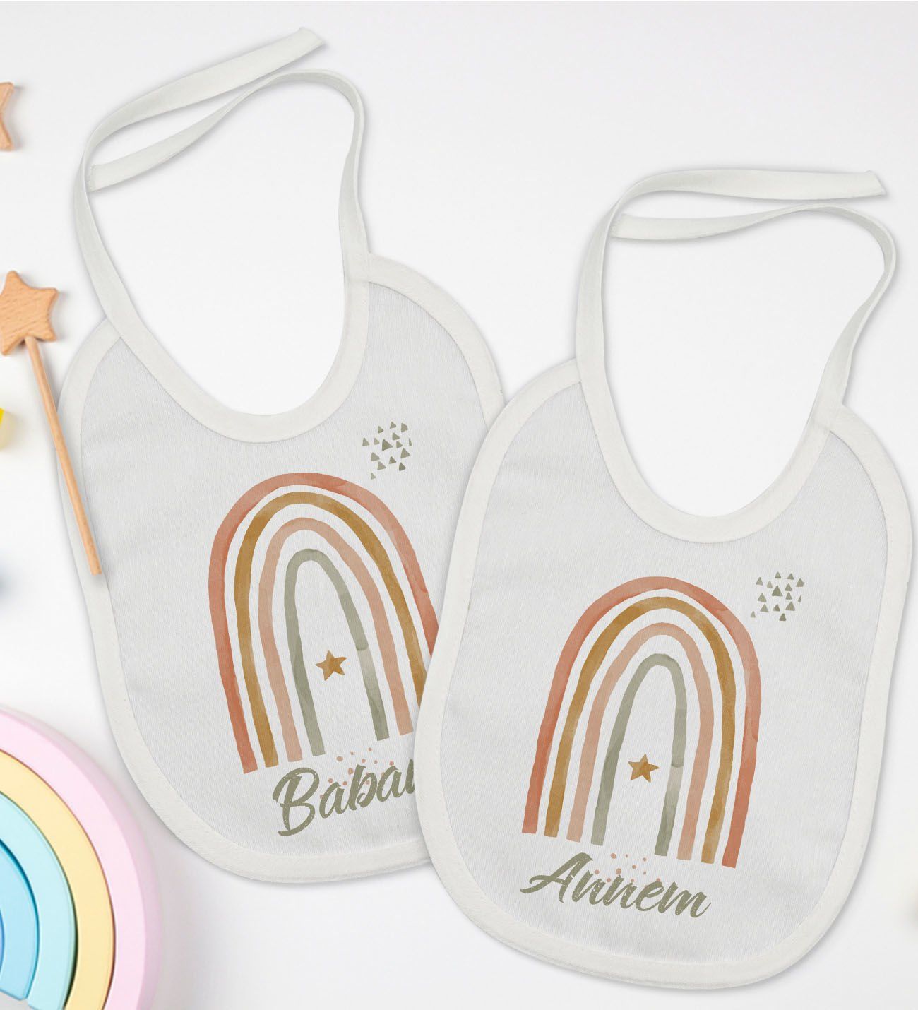 BK Kids Annem ve Babam Tasarımlı 2’li Beyaz Mama Önlüğü-1