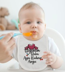 BK Kids Aynı Kadına Aşığız Tasarımlı Bebek Body Zıbın ve Mama Önlüğü Hediye Seti - Model 2