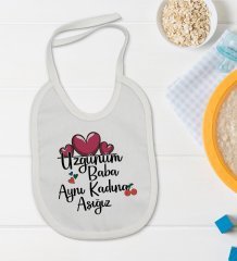 BK Kids Aynı Kadına Aşığız Tasarımlı Bebek Body Zıbın ve Mama Önlüğü Hediye Seti - Model 2