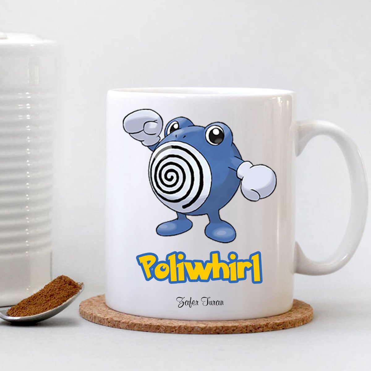 Kişiye Özel Pokemon Poliwhirl Beyaz Kupa Bardak