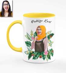 Kişiye Özel Türbanlı Karikatürlü Sarı Kupa Bardak 39s731