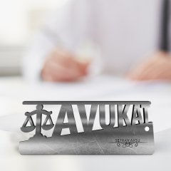 Kişiye Özel Mesleki Avukat Ahşap Masa İsimliği (Model E11)