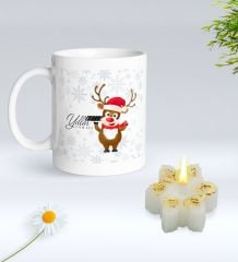 Yılbaşı Hediyesi BK Gift Kişiye Özel Yeni Yıl Tasarımlı Beyaz Kupa Bardak ve Kokulu Kar Tanesi Mum Hediye Seti-7, Sevgiliye Hediye, Arkadaşa Hediye