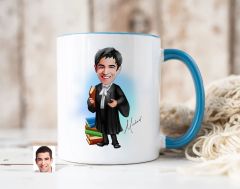 Bk Gift Kişiye Özel Erkek Avukat Karikatürlü Mavi Kupa Bardak-7, Sevgiliye Hediye, Arkadaşa Hediye