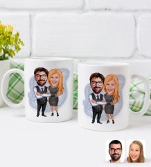 Kişiye Özel Sevgililer Karikatürlü İkili Kupa Bardak-100