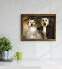 Evcil Dostlara Özel Portre Doğal Masif Ahşap Çerçeveli Tablo 45x65cm-27