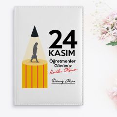 BK Gift Kişiye Özel Öğretmenler Günü Tasarımlı 2024 Beyaz Deri Ajanda- 9, Öğretmene Hediye, Öğretmenler Günü