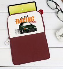 BK Gift Street Racing Tasarımlı Taşınabilir Koruyucu Tablet Kılıfı & Organizer Çanta - Bordo-1
