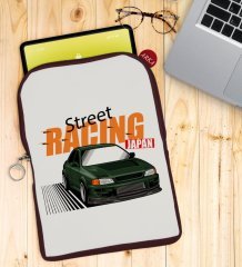 BK Gift Street Racing Tasarımlı Taşınabilir Koruyucu Tablet Kılıfı & Organizer Çanta - Bordo-1