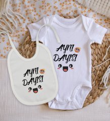 BK Kids Aynı Dayısı Tasarımlı Bebek Body Zıbın ve Mama Önlüğü Hediye Seti - Model 1