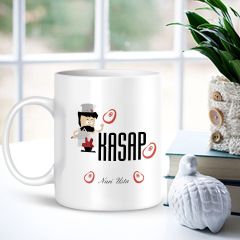 Kişiye Özel Mesleki Kasap Beyaz Kupa Bardak - 001