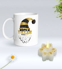 Yılbaşı Hediyesi BK Gift Kişiye Özel Yeni Yıl Tasarımlı Beyaz Kupa Bardak ve Kokulu Kar Tanesi Mum Hediye Seti-6, Sevgiliye Hediye, Arkadaşa Hediye