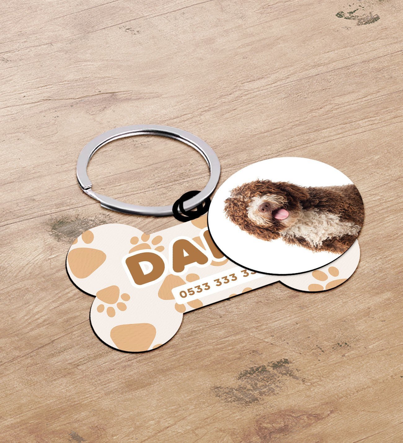 BK Gift Evcil Dostlara Özel İsimli 2’li Ahşap Pet Tasma Künyesi - Model 2-12
